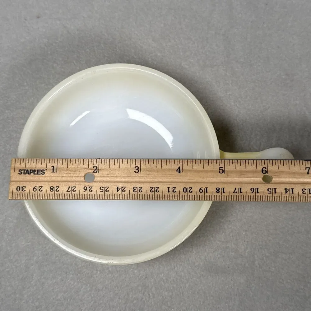2 Vintage Glasbake Soup Bowls Milk Glass Yellow Wheat  Fair Condition